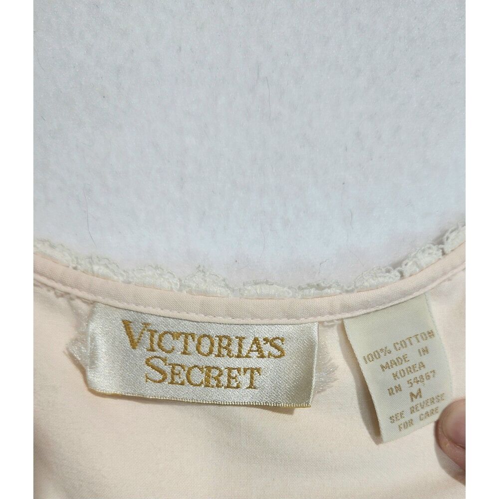 Vintage Victoria's Secret Gold Label Nightgown M Pink Cotton Cottagecore Maxi - Picture 3 of 11